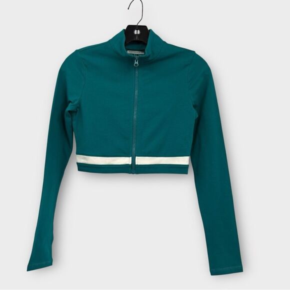 Forever 21 Cropped Full Zip Sweatshirt Jacket in Teal Women’s Size S - Picture 4 of 9